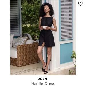 Black Hadlie Boat-neck button down linen dress